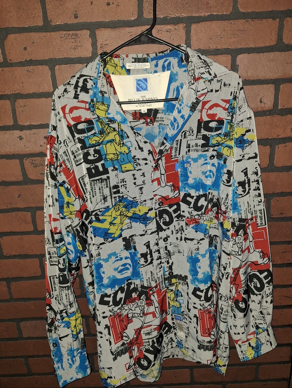Marc Ecko Shirt Blue Rhino Exhibit Mens Med NYC Street Graffiti Vintage Y2K B28p